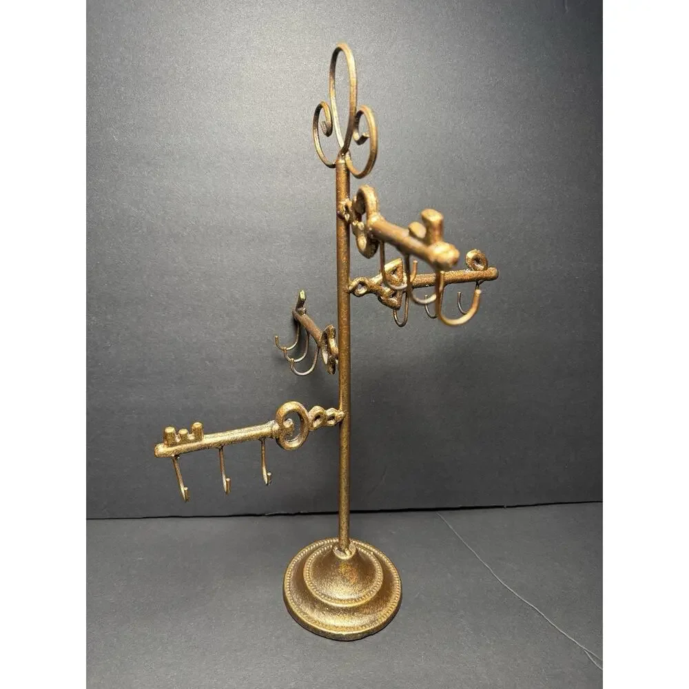 15.5” Metal Top Jewelry Holder Organizer Display Hooks Necklace Key Design HP